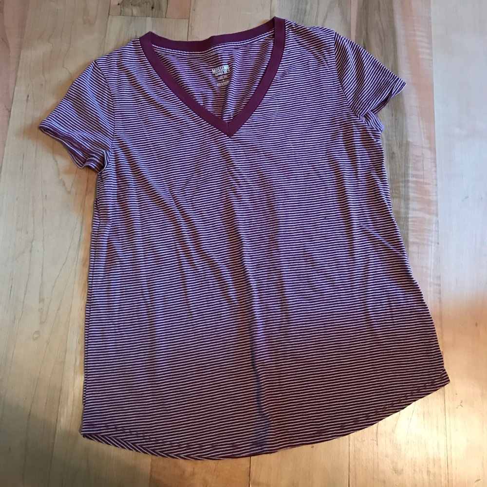 Maroon Striped V-Neck